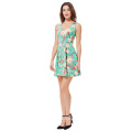 Kate Kasin Elegante y Slim Fit Casual sin mangas U-cuello vestido de verano de impresión floral KK000297-3